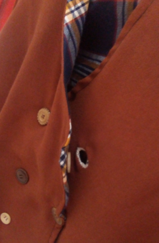 Gilet reversible hommes l elegant brun boutonnage croise noeud dos ajustable tartan coton pur fifi au jardin gamme hommes i7
