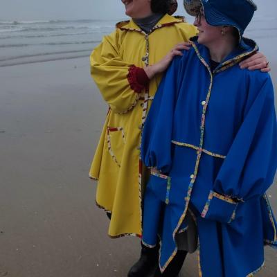 Veste de pluie a poches softshell bleu jaune fifi au jardin i5